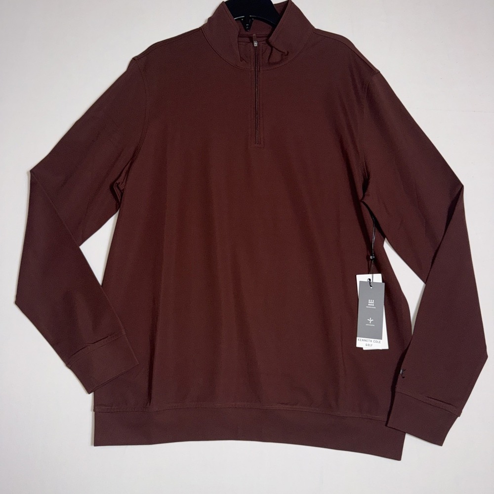 Kenneth‎ Cole Golf 1/4 Zip Pullover Stretch Wicking Brown Small
